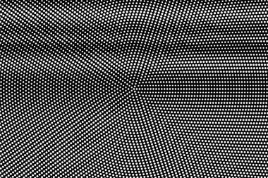 Siyah arka planda beyaz noktalar. Sık yarım ton vektör dokusu. Yatay noktalama gradyanı. Klasik efekt için tek renk yarım ton örtüsü. Karanlık delikli yüzey. Pop sanat tarzı nokta desen kartı