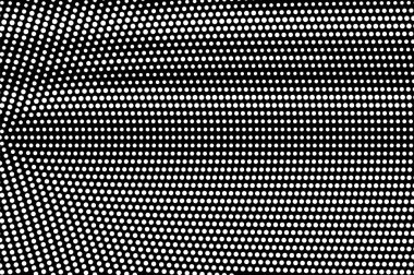 Siyah arka planda beyaz noktalar. Sık yarım ton vektör dokusu. Radyal nokta gradyanı. Klasik efekt için tek renk yarım ton örtüsü. Karanlık delikli yüzey. Pop sanat tarzı nokta desen kartı