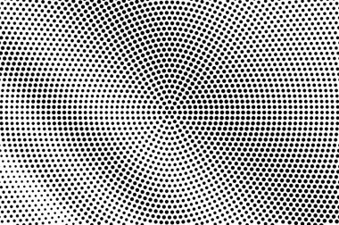 Siyah üzerine beyaz noktalı resim vektör. Dairesel noktalı doku. Çapraz dotwork gradyan. Çizgi film efekti için tek renkli yarı ton kaplaması. Delikli arka planda retro tarzı. Soyut dotwork yüzey