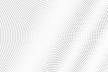Beyaz yarım ton vektöründe siyah. Soluk benekli doku. Solmuş nokta gradyanı. Çizgi film efekti için tek renkli yarım ton. Geçmişi eski tarzda delinmiş. Soyut nokta çalışma yüzeyi