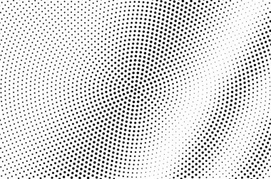 Siyah üzerine beyaz noktalı resim vektör. Diyagonal doku noktalı. Ortalanmış dotwork gradyan. Çizgi film efekti için tek renkli yarı ton kaplaması. Delikli arka planda retro tarzı. Soyut dotwork yüzey