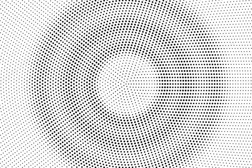 Black on white halftone vector. Centered dotted texture. Pale dotwork gradient. Monochrome halftone overlay for cartoon effect. Perforated background in retro style. Abstract dotwork surface