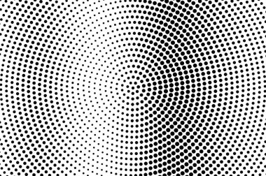 Siyah ve beyaz yarım ton vektörü. Dikey noktalı gradyan. Grunge 'un kumaşı. Mürekkep noktalı süsleme ile klasik kaplama. Tek renkli yarım tonlu arka plan. Retro çizgi film tasarımı için delinmiş yüzey