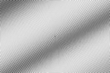 Siyah ve beyaz yarım ton vektörü. Yatay noktalı gradyan. Nadir bulunan nokta çalışması yüzeyi. Mürekkep noktalarıyla desenli klasik kaplama. Tek renkli yarım tonlu arka plan. Retro grafik için delinmiş doku
