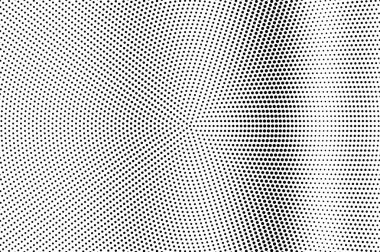 Siyah ve beyaz yarım ton vektör dokusu. Dikey noktalı gradyan. Dairesel nokta çalışması yüzeyi. Kaliteli efekt deseninde mürekkep noktaları var. Tek renkli yarım tonlu arka plan. Deforme olmuş retro tasarım