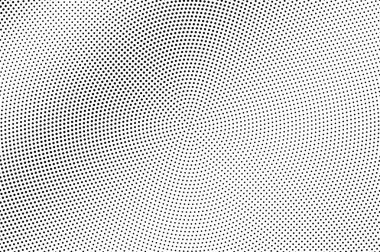 Siyah ve beyaz yarım ton vektör dokusu. Çapraz nokta gradyanı. Dairesel nokta çalışması yüzeyi. Kaliteli efekt deseninde mürekkep noktaları var. Tek renkli yarım tonlu arka plan. Deforme olmuş retro grafik