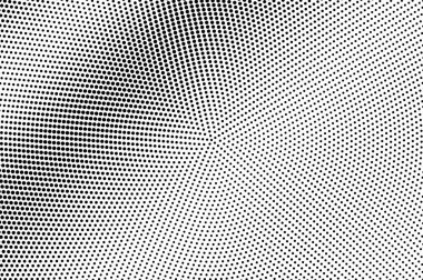 Siyah ve beyaz yarım ton vektör dokusu. Çapraz nokta gradyanı. Vintage etkisi için küçük bir nokta çalışma yüzeyi. Monokrom yarım ton kaplama. Geçmiş zamanda delinmiş. Mürekkep nokta desen kartı