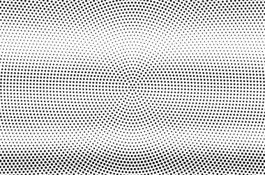 Siyah ve beyaz yarım ton vektör dokusu. Pürüzlü yatay nokta gradyanı. Vintage etkisi için ince bir nokta çalışma yüzeyi. Monokrom yarım ton kaplama. Geçmiş zamanda delinmiş. Mürekkep nokta desen kartı