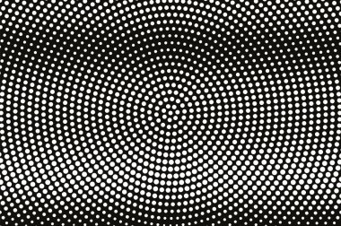 Siyah yarım ton vektör dokusunda beyaz nokta. Yatay noktalı gradyan. Klasik etki için sık kullanılan nokta çalışması yüzeyi. Monokrom yarım ton kaplama. Geçmiş zamanda delinmiş. Mürekkep nokta desen kartı