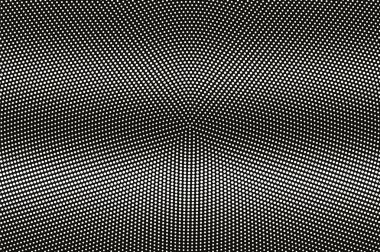 Siyah yarım ton vektör dokusunda beyaz nokta. Yatay noktalı gradyan. Vintage etkisi için ince bir nokta çalışma yüzeyi. Monokrom yarım ton kaplama. Geçmiş zamanda delinmiş. Mürekkep nokta desen kartı
