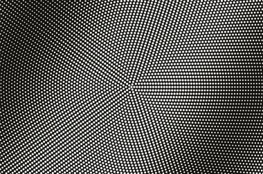 Siyah yarım ton vektör dokusunda beyaz nokta. Parlak noktalı eğim. Klasik etki için sık kullanılan nokta çalışması yüzeyi. Monokrom yarım ton kaplama. Geçmiş zamanda delinmiş. Mürekkep nokta desen kartı