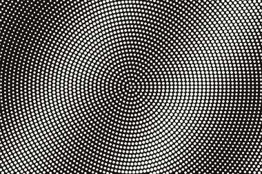 Siyah yarım ton vektör dokusunda beyaz nokta. Çapraz nokta gradyanı. Vintage etkisi için yoğunlaştırılmış dotwork yüzeyi. Monokrom yarım ton kaplama. Geçmiş zamanda delinmiş. Mürekkep nokta desen kartı