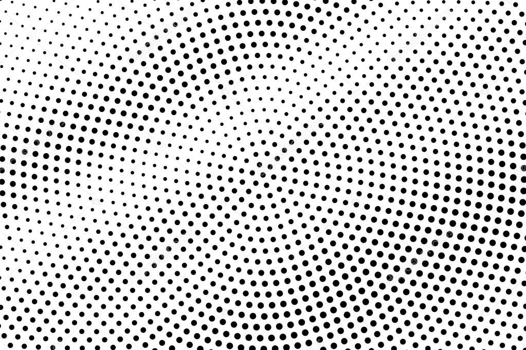 Black on white halftone vector texture. Diagonal dotted gradient. Sparse dotwork surface for vintage effect. Monochrome halftone overlay. Perforated retro background. Ink dot texture card