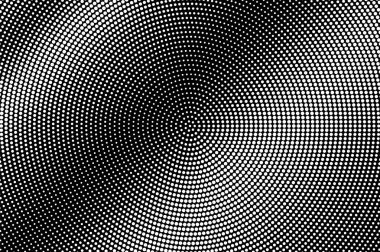 Siyah arka planda beyaz noktalar. Kontrast yarım ton vektör dokusu. Vintage etkisi için çapraz nokta gradyanı. Monokrom yarım ton kaplama. Yüzeyde delik var. Pop sanat tarzı nokta desen kartı