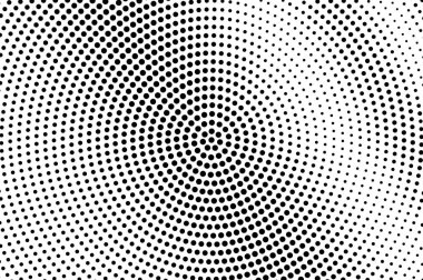 Beyaz yarım ton vektör dokusunda siyah. Sert delinmiş yüzey. Bağbozumu etkisi için merkezi nokta gradyanı. Dijital pop sanat geçmişi. Monokrom yarım ton kaplama. Siyah mürekkep nokta desen kartı