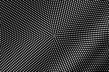 Siyah arka planda beyaz noktalar. Merkezli yarım ton vektör dokusu. Çapraz nokta gradyanı. Klasik efekt için tek renk yarım ton örtüsü. Yüzeyde delik var. Pop sanat tarzı nokta desen kartı