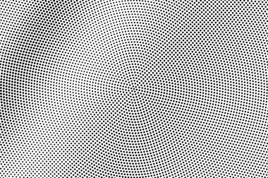 Siyah beyaz yarım ton vektör doku. Grunge delikli yüzey. Dairesel dotwork gradyan. Arka plan dijital pop sanat. Tek renkli yarı ton kaplaması için vintage etkisi. Siyah mürekkep nokta çizgi film doku