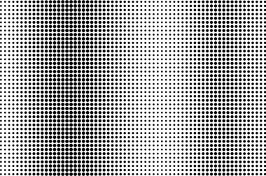 Siyah beyaz yarım ton vektör doku. Grunge delikli yüzey. Düzenli dotwork gradyan. Arka plan dijital pop sanat. Tek renkli yarı ton kaplaması için vintage etkisi. Siyah mürekkep nokta çizgi film doku