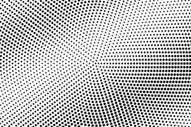 Beyaz yarım ton vektör dokusunda siyah. Parlak delikli yüzey. Soyut nokta gradyanı. Dijital pop sanat geçmişi. Klasik efekt için tek renk yarım ton örtüsü. Siyah mürekkep nokta çizgi film dokusu