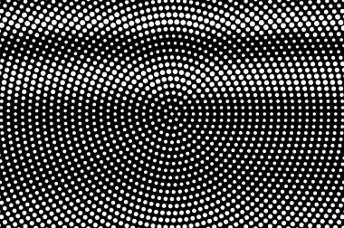 Siyah arka planda beyaz noktalar. Sık yuvarlak yarım ton vektör dokusu. Yatay noktalama gradyanı. Klasik tasarım için tek renkli yarım tonlu üst üste. Yüzeyde delik var. Pop sanat tarzı nokta desen kartı