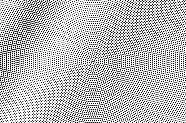 Siyah beyaz yarım ton vektör doku. Grunge delikli yüzey. Dairesel dotwork gradyan. Arka plan dijital pop sanat. Tek renkli yarı ton kaplaması için vintage etkisi. Siyah mürekkep nokta çizgi film doku