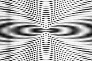 Beyaz yarım ton vektör dokusunda siyah. Radyal delinmiş yüzey. Dikey nokta gradyanı. Dijital pop sanat geçmişi. Klasik efekt için tek renk yarım ton örtüsü. Siyah mürekkep nokta çizgi film dokusu