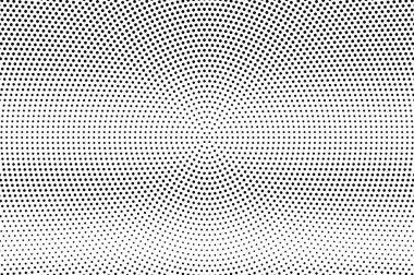 Beyaz arka planda siyah noktalar. Soyut delinmiş yüzey. Yarım ton vektör dokusunu çember yapın. Yatay noktalama gradyanı. Klasik tasarım için tek renkli yarım tonlu üst üste. Pop sanat tarzı nokta desen kartı