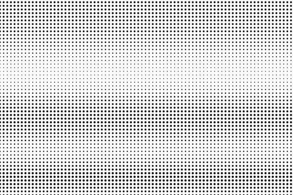 Black dots on white background. Faded perforated surface. Striped halftone vector texture. Horizontal dotwork gradient. Monochrome halftone overlay for vintage design. Pop art style dot texture card