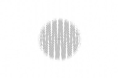 Siyah beyaz bulanık yarım ton vektör arkaplan. Merkezi nokta gradyanı. Odaklanmamış nokta çalışması yüzeyi. Yuvarlak noktalı yarım ton