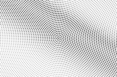 Siyah ve beyaz yarı ton vektör arka plan. Pürüzlü nokta dokusunda diyagonal degrade. Yuvarlak noktalı yarı ton.