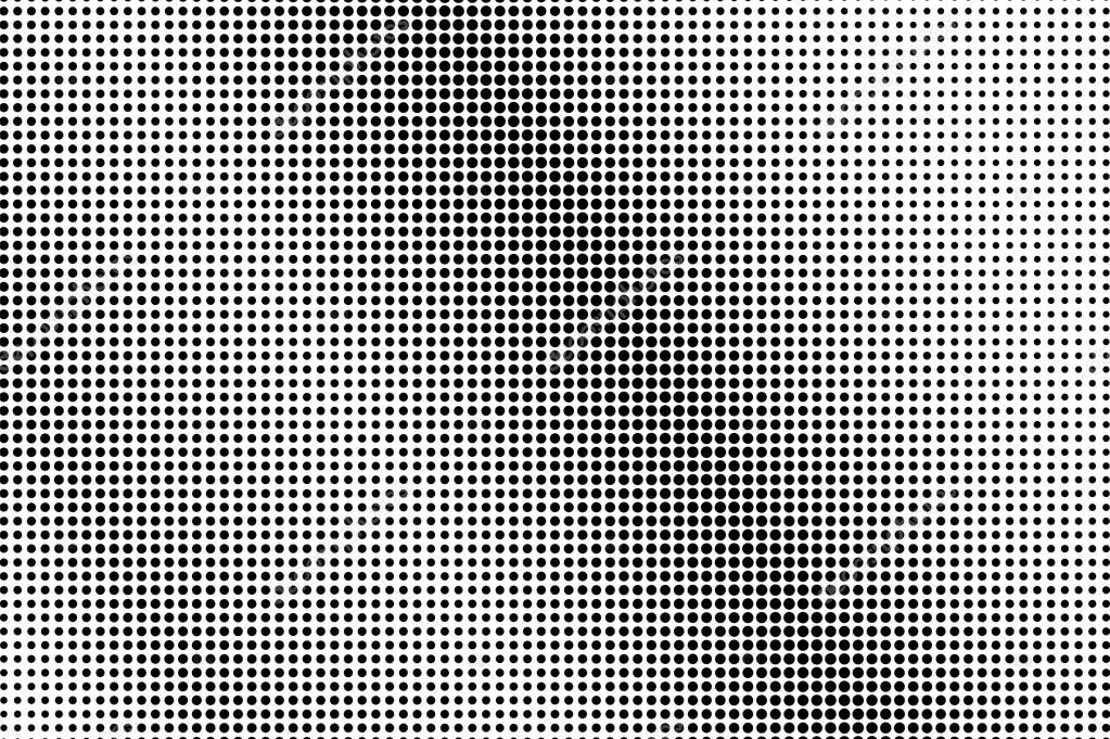 Black and white halftone vector background. Diagonal dot gradient. Regular dotwork surface. Frequent dotted halftone