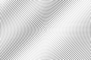 Siyah ve beyaz yarım ton vektör arkaplan. Sık rastlanan nokta dokusunda çapraz eğim. Yuvarlak noktalı yarım ton.