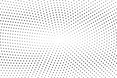 Siyah ve beyaz yarım ton vektör arkaplan. Nadir nokta dokusunda yatay eğim var. Yuvarlak noktalı yarım ton