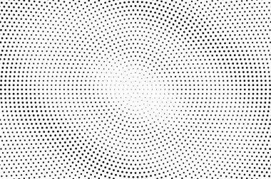 Siyah ve beyaz yarı ton vektör arka plan. Ortalanmış nokta doku üzerinde diyagonal gradyan. Yuvarlak noktalı yarı ton.