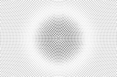 Siyah ve beyaz yarım ton vektör arka plan. Yumuşak nokta dokusuna odaklı eğim. Yuvarlak noktalı yarım ton.