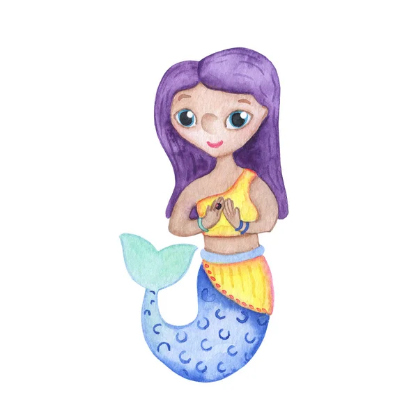 Personaje dibujado a mano por la niña indígena étnica Mermaid. Diferente nación mermaid. La princesa submarina —  Fotos de Stock