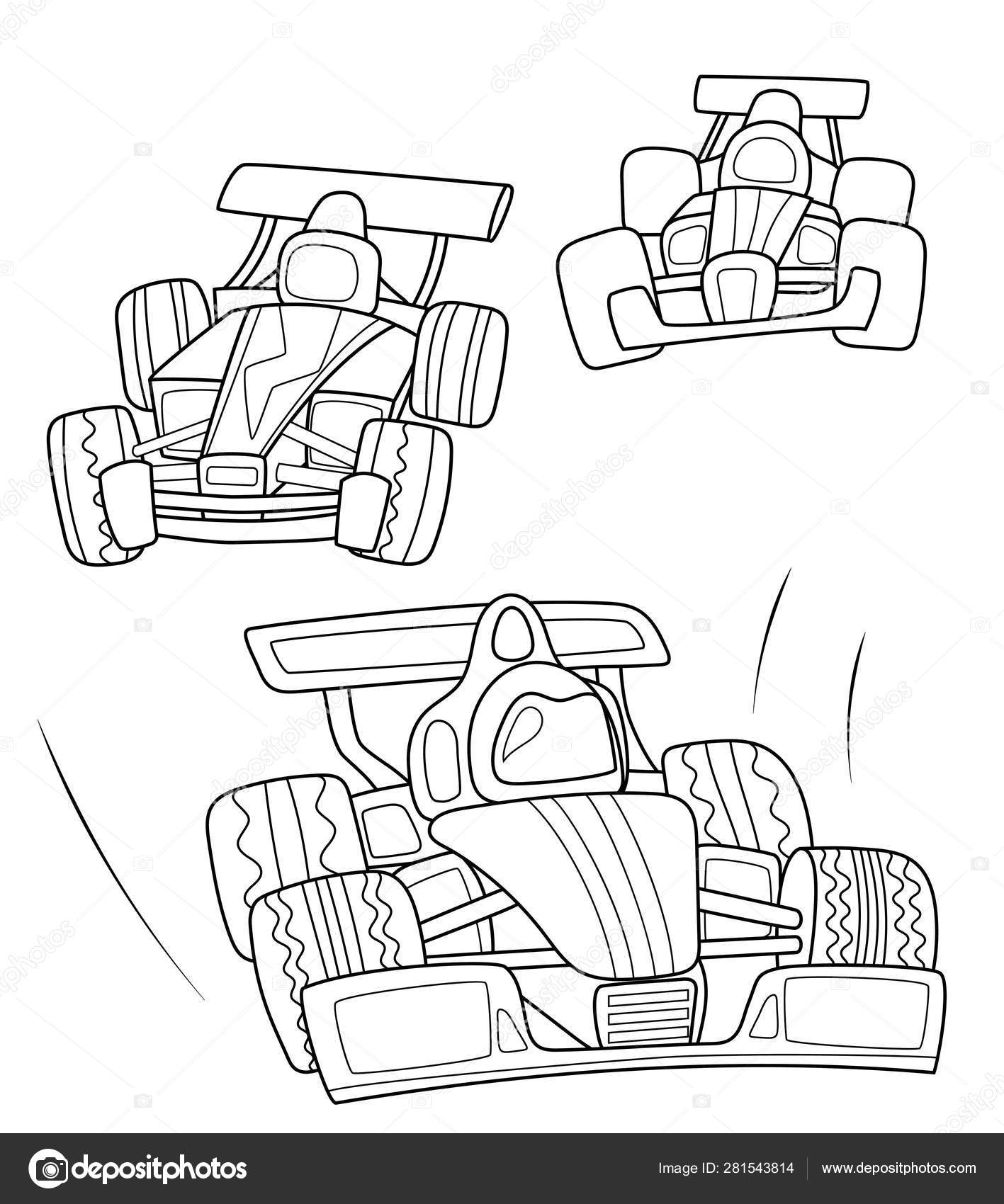 Página para colorir de carro de corrida isolada para crianças