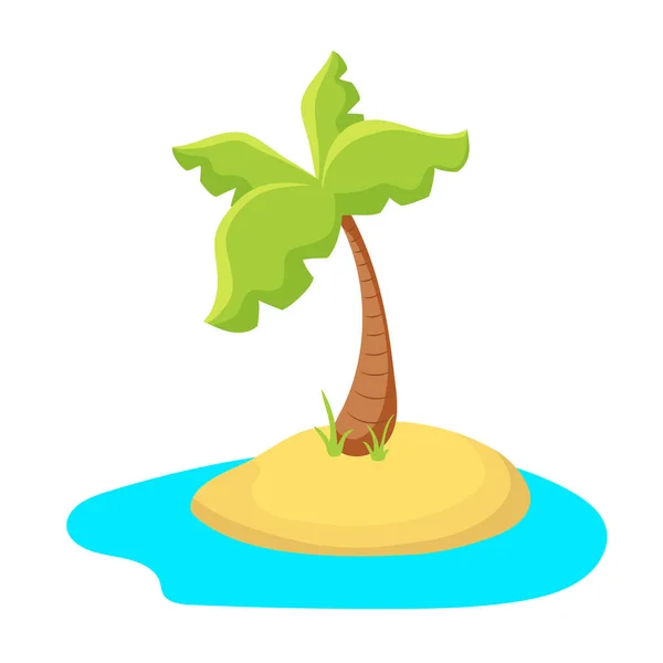 Île colorée de palmier. Île tropicale en mer. Illustration vectorielle de dessin animé Palm Island sur fond blanc . — Image vectorielle