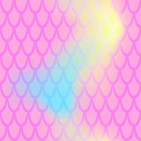 Iriserende vis schaal naadloze patroon. Pastel roze zeemeermin achtergrond. Vis huid patroon over kleurrijke mesh — Stockvector