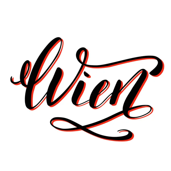 Wien o Viena nombre de la ciudad letra manuscrita. Austria capital caligrafía signo vectorial sobre fondo blanco . — Vector de stock