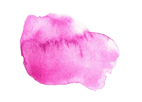 Résumé de la coloration rose sur fond blanc. Illustration à l'aquarelle d'une tache rose vibrante. Aquarelle de peinture humide — Photo