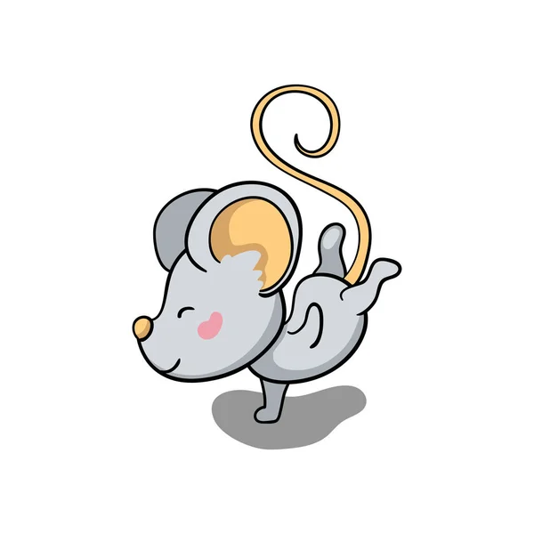 Cute mouse character dance. 2020 New Year symbolic animal. Rat or mouse cartoon vector illustration — Stock Vector