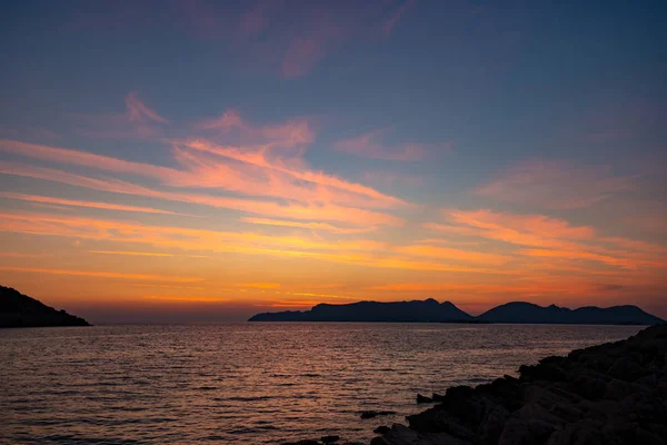 Чудовий Захід Сонця Панорамою Західних Лікійських Шлях Море Островів Повний — стокове фото