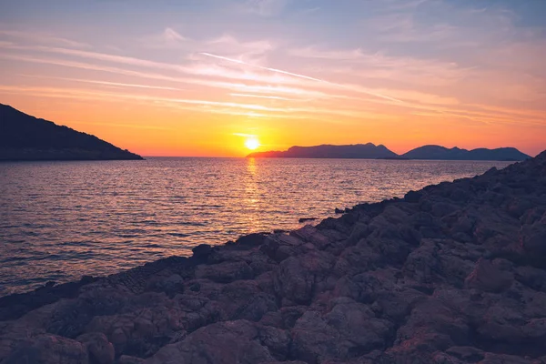 Дивовижний Захід Сонця Над Середземним Морем Поблизу Міста Kas Туреччина — стокове фото
