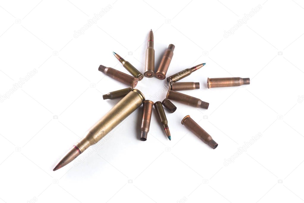 Bullets and cartridges of different calibers