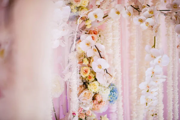 Friss Virág Esküvői Dekoráció Háttér — Stock Fotó