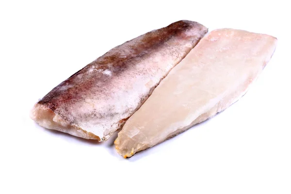 Filete de Hake. Pescado fresco congelado (aislado). De cerca. — Foto de Stock