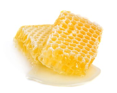 Beyaz arka plan üzerinde sağlıklı ürünler organik doğal maddeler kavramı tarafından izole petek