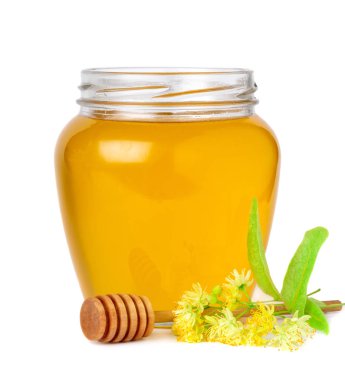 Cam kavanoz taze ıhlamur bal ıhlamur beyaz çiçekli