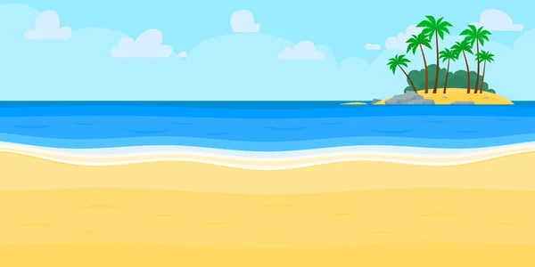 Морская панорама, векторный фон пляжа — стоковый вектор